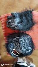 2 Maschere E 1 Paio Guanti Da Gorilla Feste Halloween Costumi Carnevale 