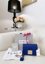 Furla borsa da donna a tracolla mod. Metropolis in pelle blu hardware color oro