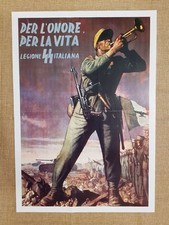 Manifesto Propaganda Fascista Legione SS italiana Ristampa di locandina Cm 35x50