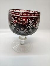 ANTICO RARO BICCHIERE BOCCALE CRISTALLO INCISO  COLOR RUBINO