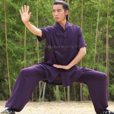 Tuta estiva lino maniche corte uniformi tai chi arti marziali kung fu wing chun