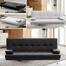 Divano Letto 3 posti 180x97 cm ecopelle nero o bianco con seduta imbottita /2