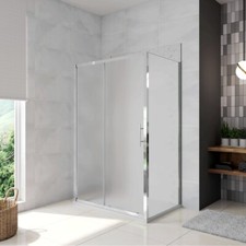 H.185cm Box Doccia a 3 Lati Porta Scorrevole con 2 Parete Fissa Vetro 5 mm Opaco