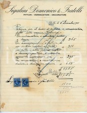 1931 DELLO (BS) Imbianchino Domenico SIGALINI Fattura per verniciatura 22x27 cm