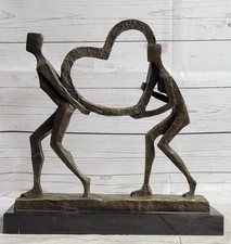 Expressive Bronzo Scultura: Abstract Coppia Symbolizing Love - Firmato Francisci