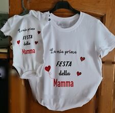 Set t-shirt+body personalizzabile, dedica, nome, festa della ,mamma