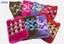 2 PZ  BORSA ACQUA CALDA ELETTRICA SCALDA MANI in Tessuto Fantasia Colori Misti