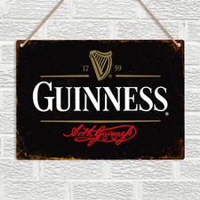 GUINNESS STOUT Insegna da parete in latta metallo targa vintage retrò birra pub bar uomo grotta