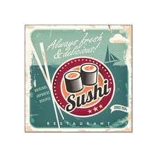 Quadro moderno Stampa Tela CANVAS WORLD 30x30 cm SUSHI retrò vintage