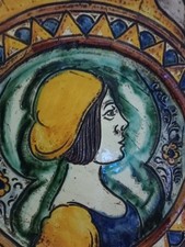 ANTICO GRANDE PIATTO CERAMICA LUSTRO FAENZA? DERUTA? DISEGNO INCISO -SECOLO?