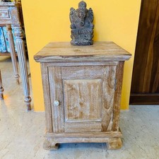 Comodino in legno teak stile opium mobiletto etnico