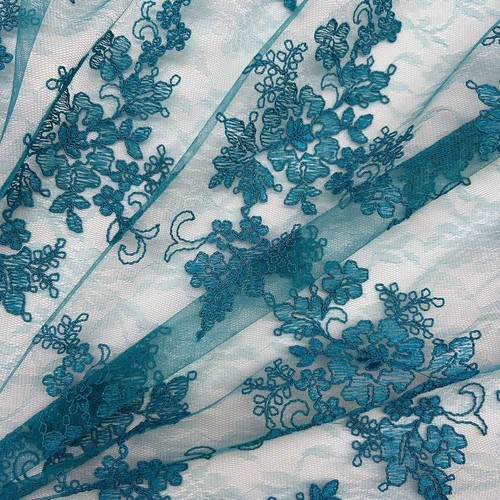 Tessuto tulle ricamato giada - tessuto,
