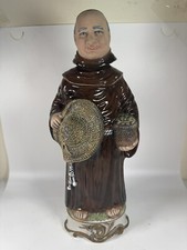 Vintage Frangelico Capodimonte Monaco Decanter 12” Bottiglia Ceramica Fatto a Mano Italia