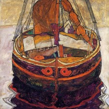 Stampa artistica archivio Egon Schiele Trieste barca da pesca 1912 17"x 22"