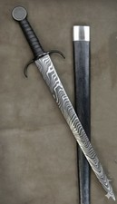 Squisito pugnale medievale/spada corta in acciaio damascato forgiato a mano