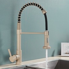 Miscelatore rubinetto cucina lavello avena con doccetta beige monocomando ottone