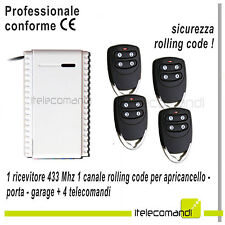 Kit ricevente ricevitore per cancelli automatici + 4 telecomandi 433 Mhz rolling