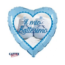 Pallone cuore battesimo bimbo  Colore: azzurro e biancomisura: 36 x 33 cm