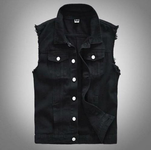 Gilet denim nero punk moda