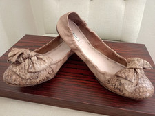 Scarpe ballerine donna Miu Miu piatte beige marrone pelle rettile