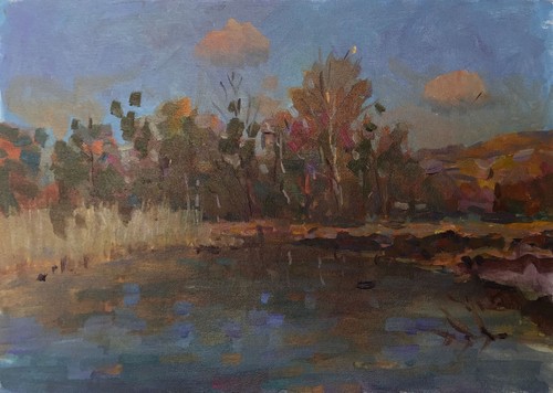 Dipinto olio stagno pittore