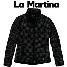 Giacca La Martina nera a pois puffy con cappuccio taglia 2 Made/Argentina nuova senza etichette