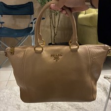 PRADA Beige Leather Tote Bag