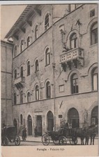 CARTOLINA UMBRIA PERUGIA PALAZZO AJO' ANIMATA VIAGGIATA MF97633