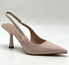Scarpe décolleté slingback nude donna ragazza tacco medio Kitten Heels
