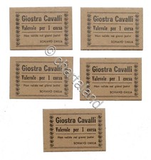 Lotto 5 biglietti d'epoca - Giostra Cavalli - Schiavo Emilia