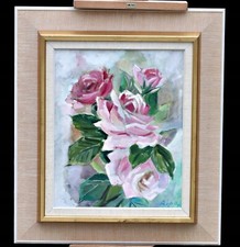 Hans Ripa - Natura morta con rose - olio su tela - firmato, con cornice