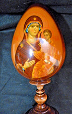  GRANDE UOVO  RUSSO DI LEGNO DIPINTO A MANO