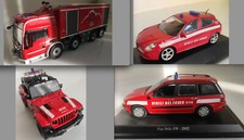VIGILI DEL FUOCO Set Veicoli di Emergenza 3 auto + 1 Camion Die Cast Model 1/43