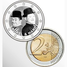 2 EURO - LAUREL & HARDY - COLORATO - SUBITO DISPONIBILE!!!