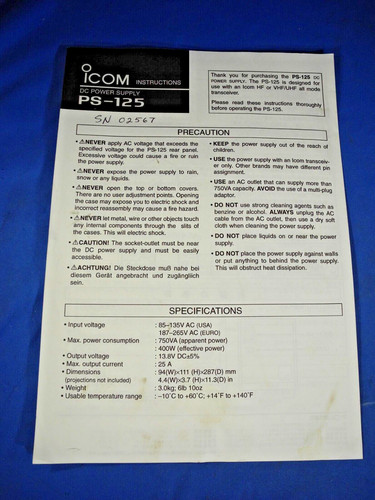 Alimentatore icom 125 - alimentatore,