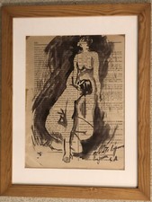  Vecchio Disegno  a   china   con  cornice -  34,5x44,5- NC2001