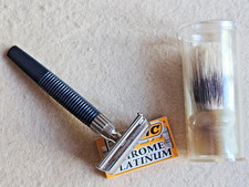 Gillette Slim Twist Blu con pennello Omega travel NUOVO safety razor vintage