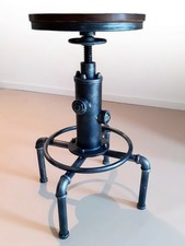 Sgabello alto regolabile a vite H60/70cm tipo BAR PUB Design rotondo INDUSTRIAL