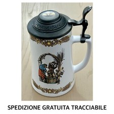 BOCCALE BIANCO BIRRA Decorato