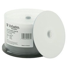 100 DVD-R vuoti VERBATIM (2x50pz) 16X DataLifePlus hub a getto d'inchiostro bianco 95079