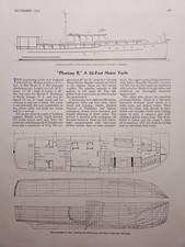 PHANTASY II Motor Yacht MEZZA MANO piani marinai rivista illustrazione 1938