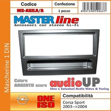 MASCHERINA AUTORADIO 1 DIN OPEL AGILA DAL 2000 AL 2004 - COLORE ARGENTO SCURO
