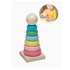 GIOCO EDUCATIVO LEGNO MONTESSORI IMPILABILE ANELLI COLORATI BAMBINI 53563