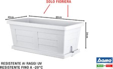 Bama Fioriera Effetto Legno cm 80x40x34h Bianco Ghiaccio 31182