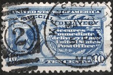 SN: #E10 SG: #E505 1916 10c FRANCOBOLLO USA Consegna Speciale Messenger su Bici