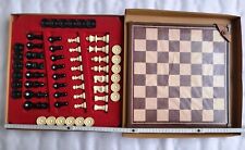 Vecchia Scacchiera vintage Scacchi dama con valigetta originale dell'epoca