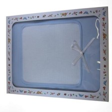 COPERTINA CULLA AZZURRO IN COTONE "TINTA UNITA" CON INSERTO AIDA DA RICAMARE