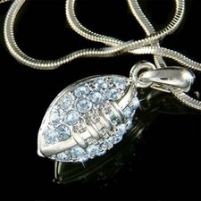 3D Blu Americana Calcio IN Swarovski Cristallo Sfera SPORTS Collana Ciondolo