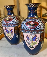 CLOISONNE COPPIA VASI ORIENTALI - CENTIMETRI 24