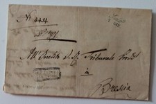 1846 lettera SALO'-BRESCIA+timbro/datario CORSIVO VERDE SALO'+cartella-i966
